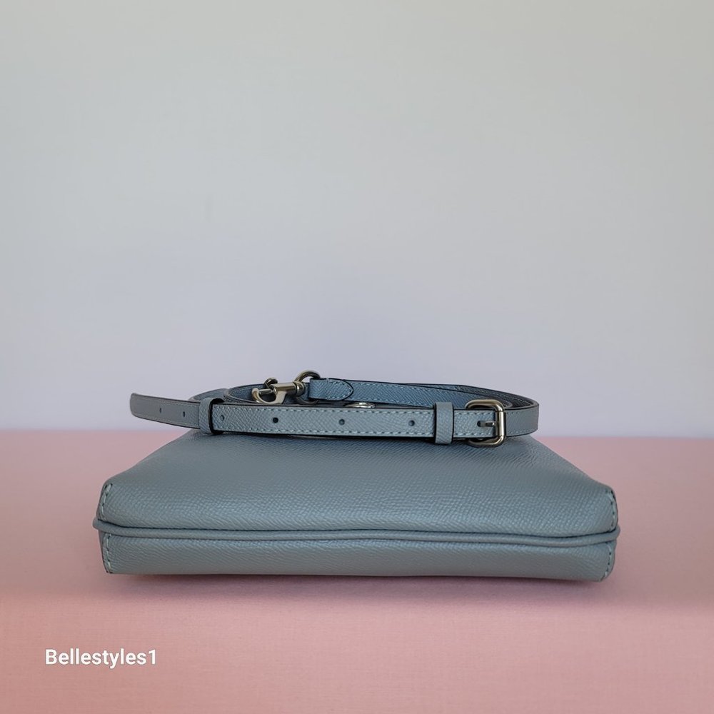 COACH Kitt Crossgrain Leather Messenger Crossbody- Grey Blue color ⭐ - Picture 8 of 16